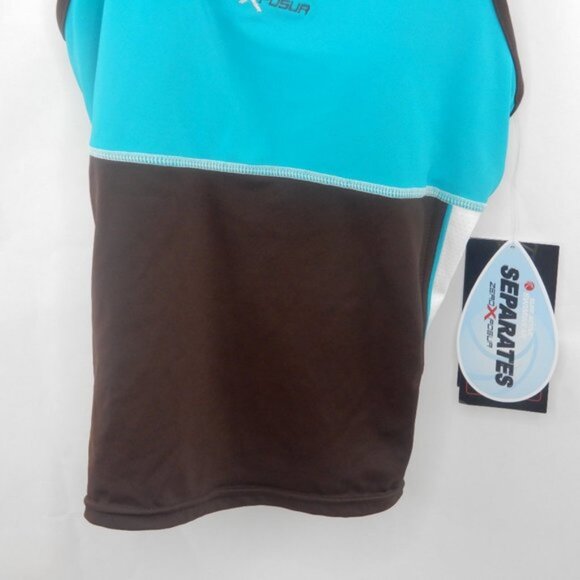 Mesh Swim Tankini ZeroXPosure Teal/Brown/White NWT (SW014) - Picture 2 of 9